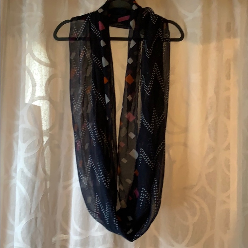 Navy patterned infinity scarf